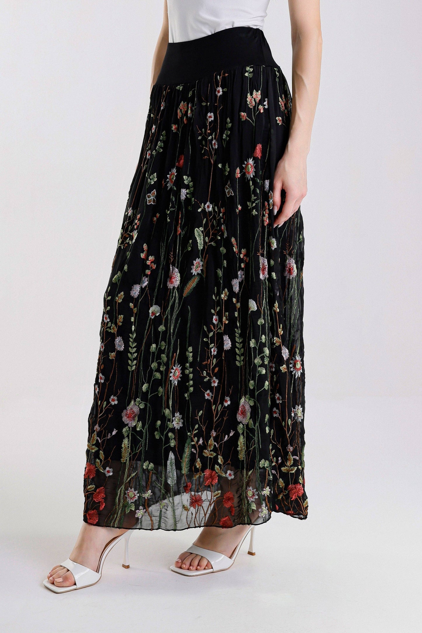 TINA Stephens Italy/Tees By Tina - Sable Garden Silk Skirt (SL202G)