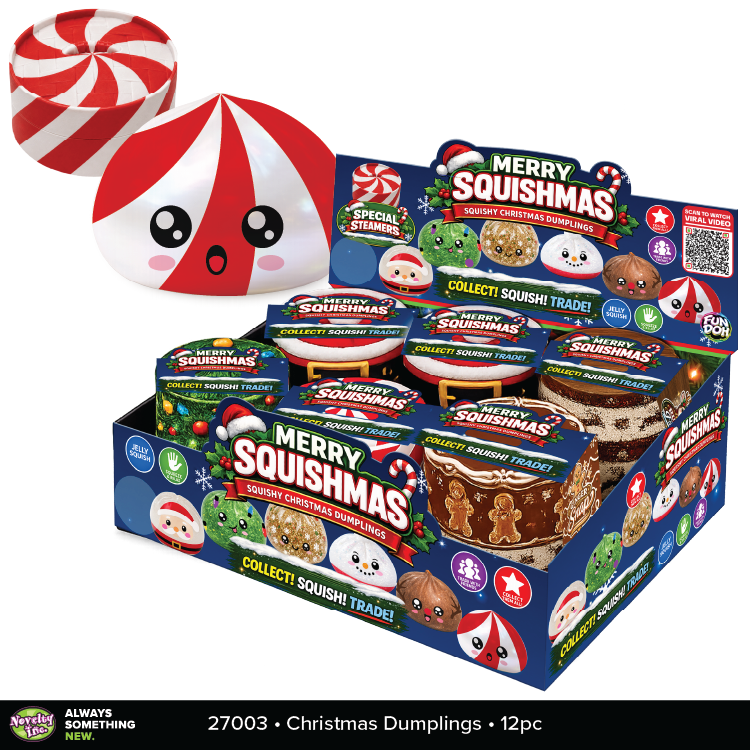 Novelty Brands - Fun Doh Christmas Dumpling Squishy Toy 12pc Holiday Display