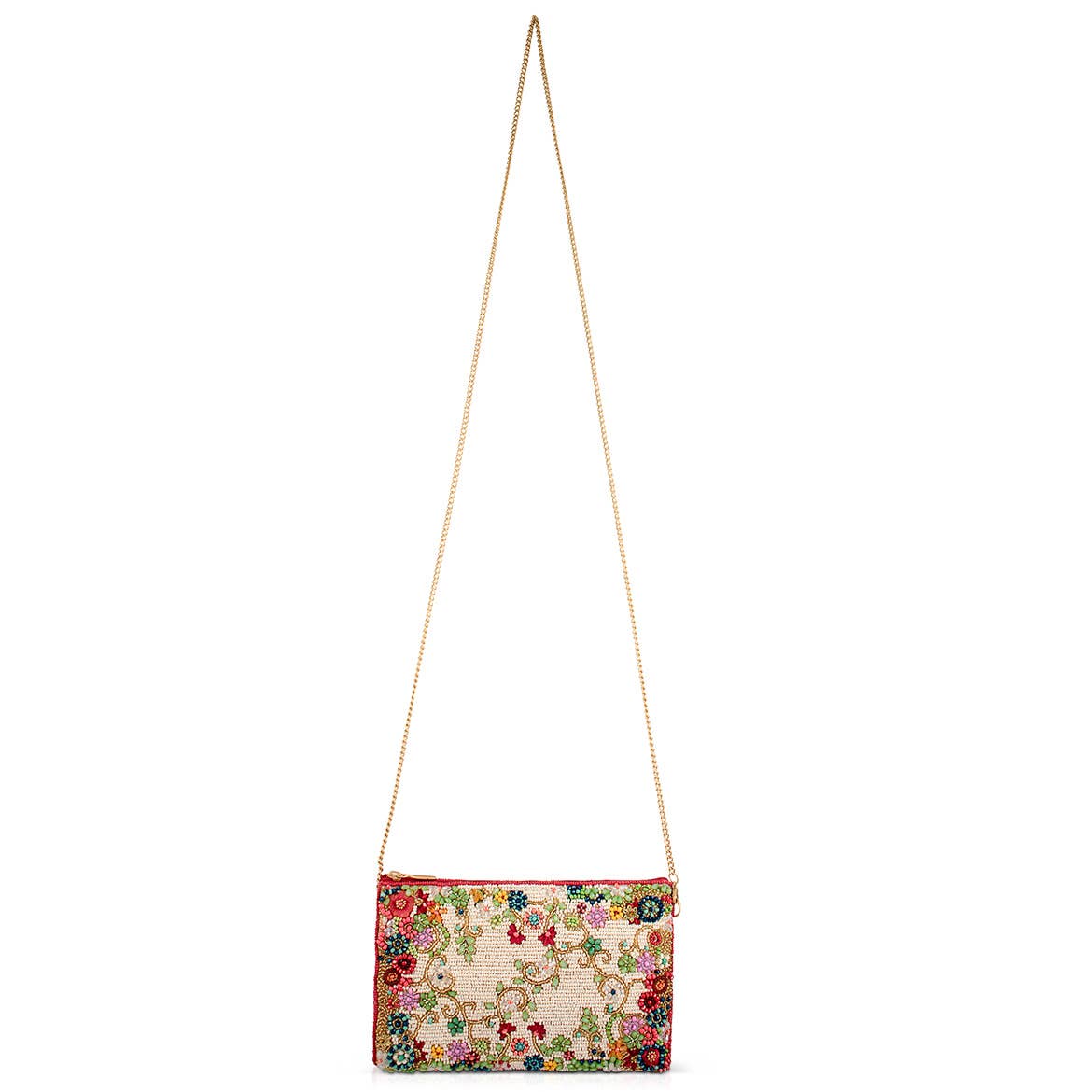 Mary Frances Accessories - Meadow Ditsy Floral Multi Color Beaded Crossbody Phone Bag