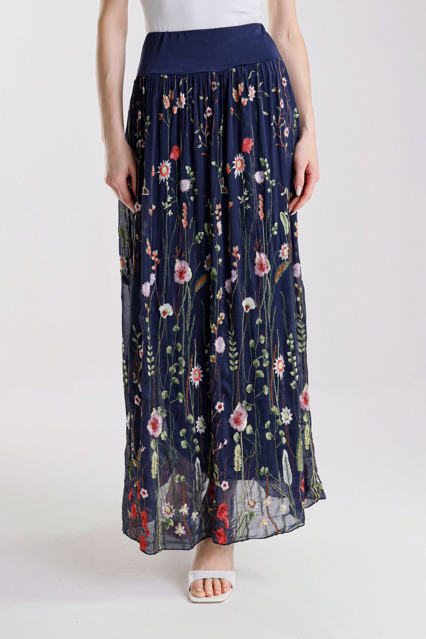 TINA Stephens Italy/Tees By Tina - Sable Garden Silk Skirt (SL202G)
