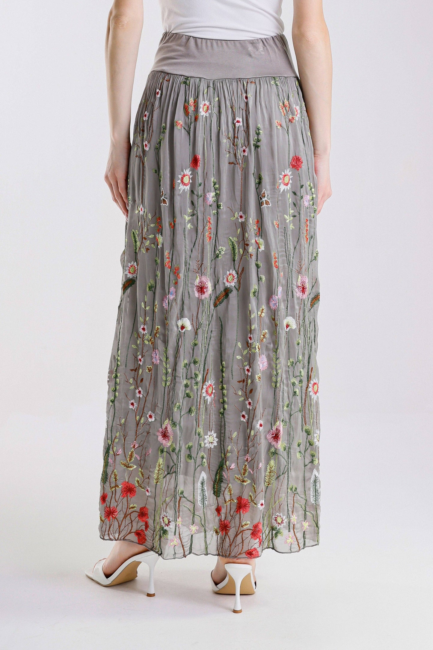 TINA Stephens Italy/Tees By Tina - Sable Garden Silk Skirt (SL202G)