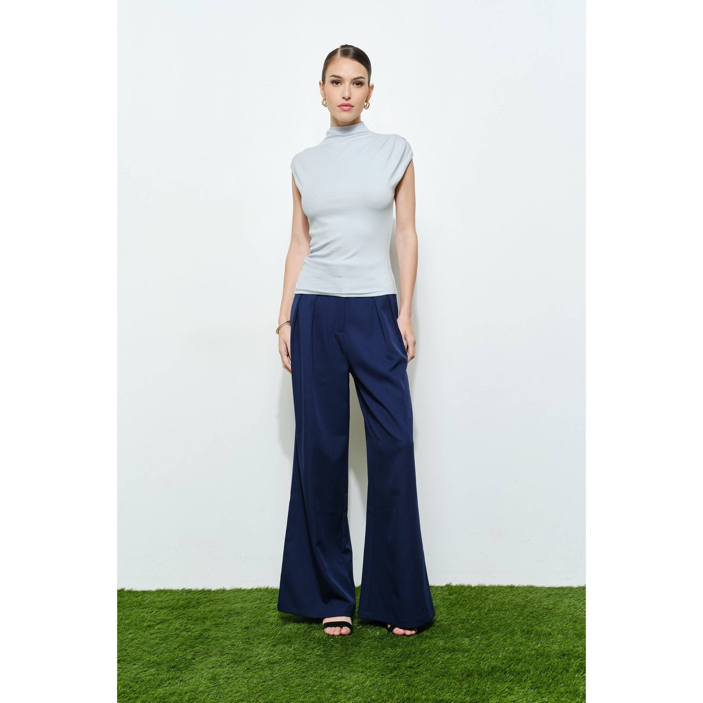 INA - Classic Mock Neck Sleeveless Knit Top