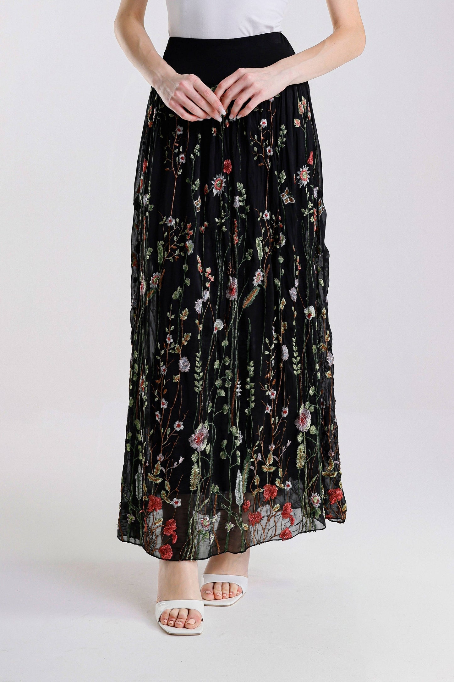 TINA Stephens Italy/Tees By Tina - Sable Garden Silk Skirt (SL202G)