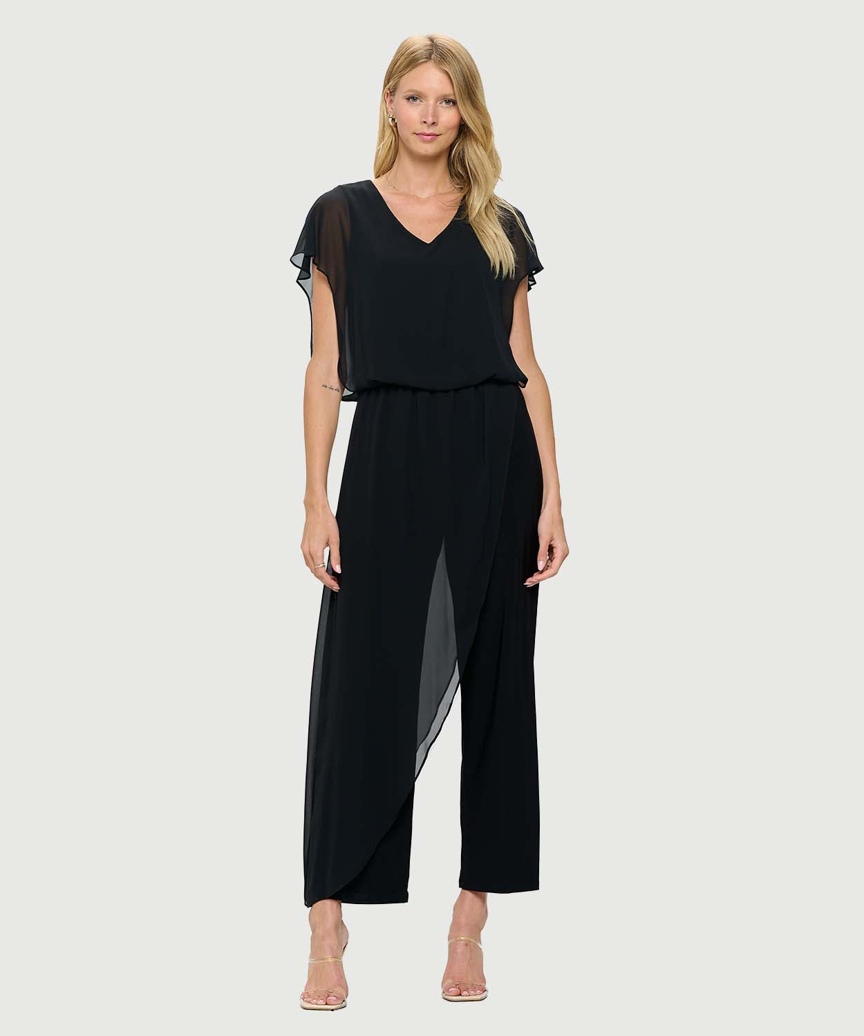 Last Tango Chiffon Overlay Jumpsuit
