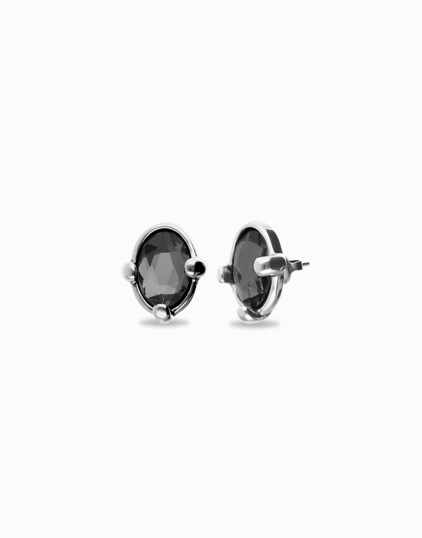 UNO De 50 Studs with black oval faceted crystals