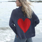 Wooden Ships HEART BACK CHUNKY CARDI COTTON