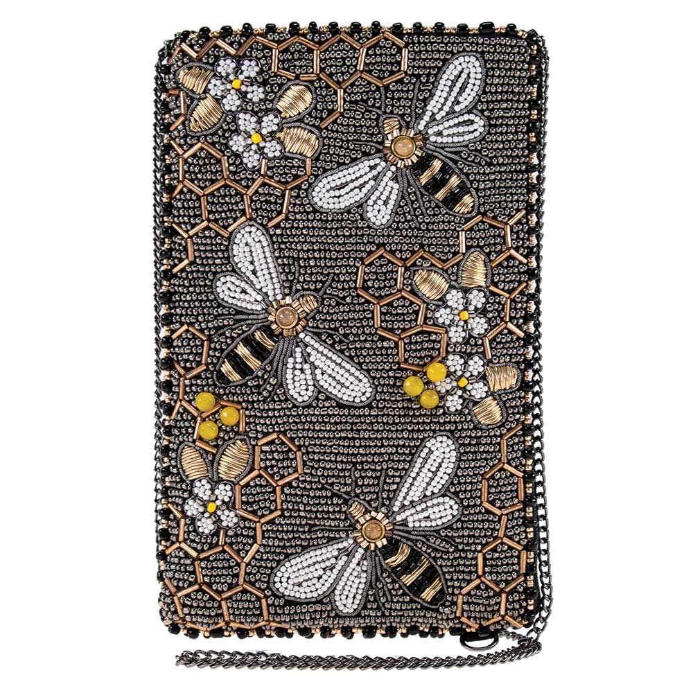 Mary Frances Accessories - Bee Awesome Beaded Bumble Bees Crossbody Phone Bag