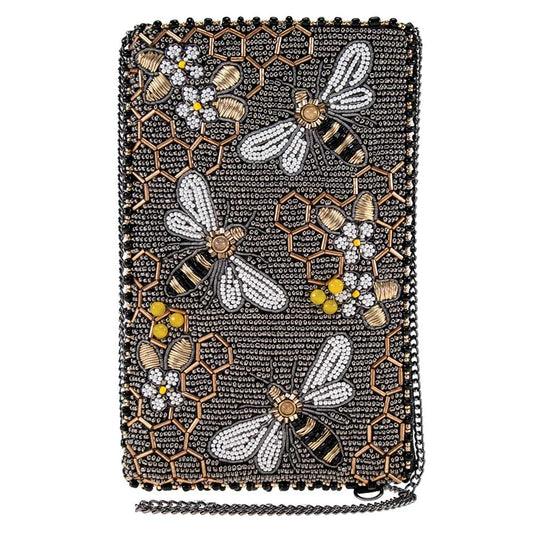 Mary Frances Accessories - Bee Awesome Beaded Bumble Bees Crossbody Phone Bag
