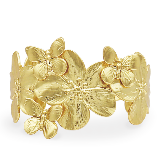 KARINE SULTAN - Botanical Butterfly Cuff - 24K Gold Plated
