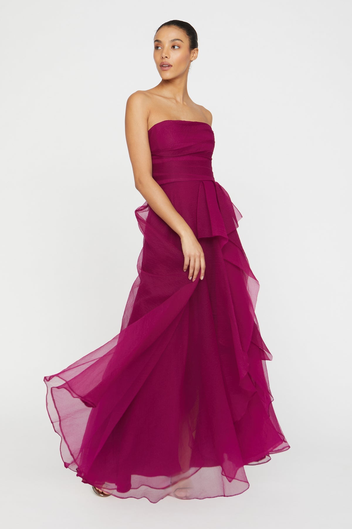 Theia Couture Teresa Strapless Draped Gown