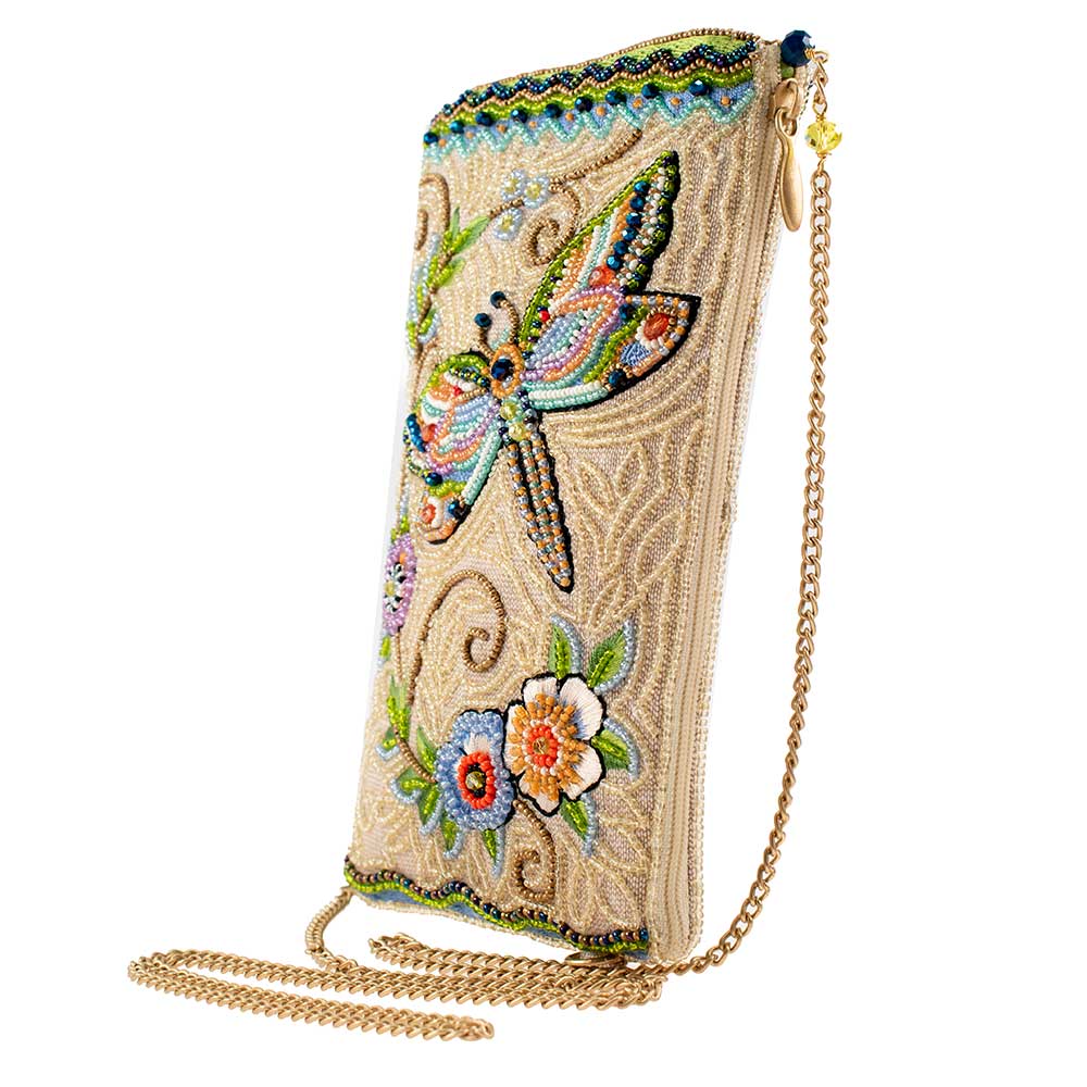 Mary Frances Accessories - Soaring Spirit Beaded Dragonfly and Floral Crossbody Bag
