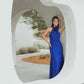 Mac Duggal Blue Sleeveless Halter Neck Gown with Rosette Detail