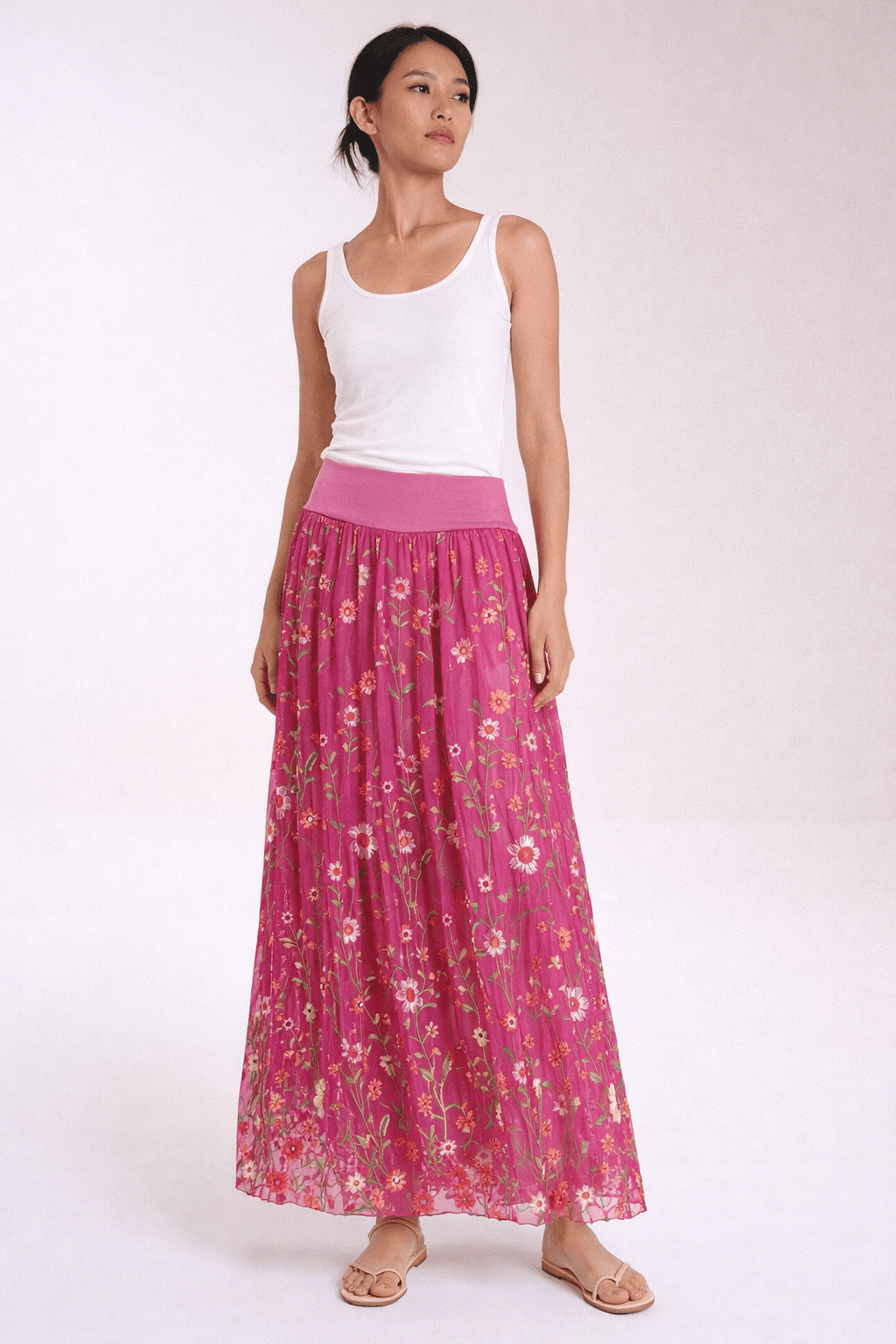 TINA Stephens Italy/Tees By Tina - Sable Garden Silk Skirt (SL202G)