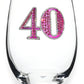 40th Birthday Jeweled Stemless Wine Glass