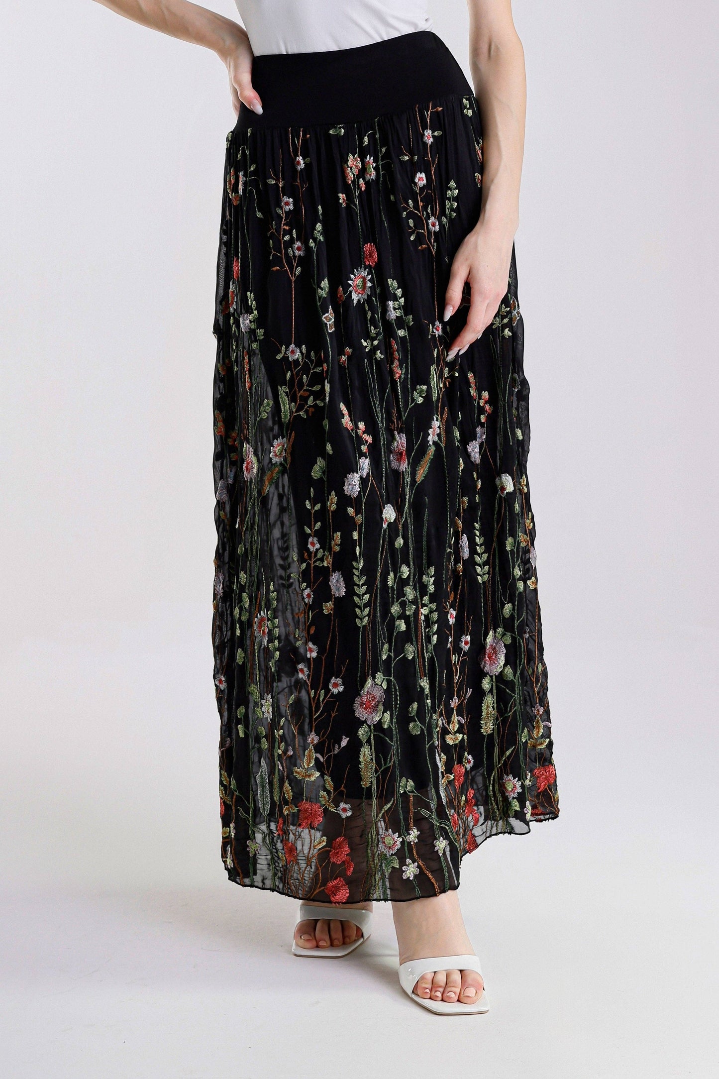 TINA Stephens Italy/Tees By Tina - Sable Garden Silk Skirt (SL202G)