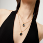 UNO DE 50 Multi strand necklace with two black oval faceted crystals
