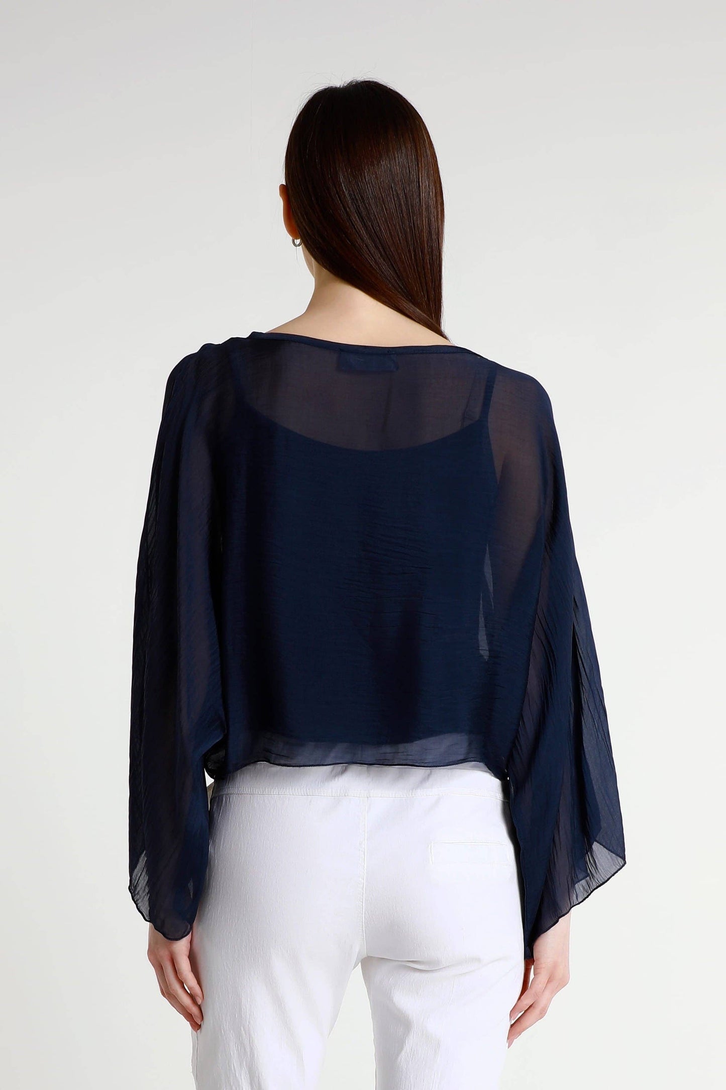 TINA Stephens Italy/Tees By Tina - Sofita 3/4 Sleeve Cropped Silk Kaftan (BQ200)