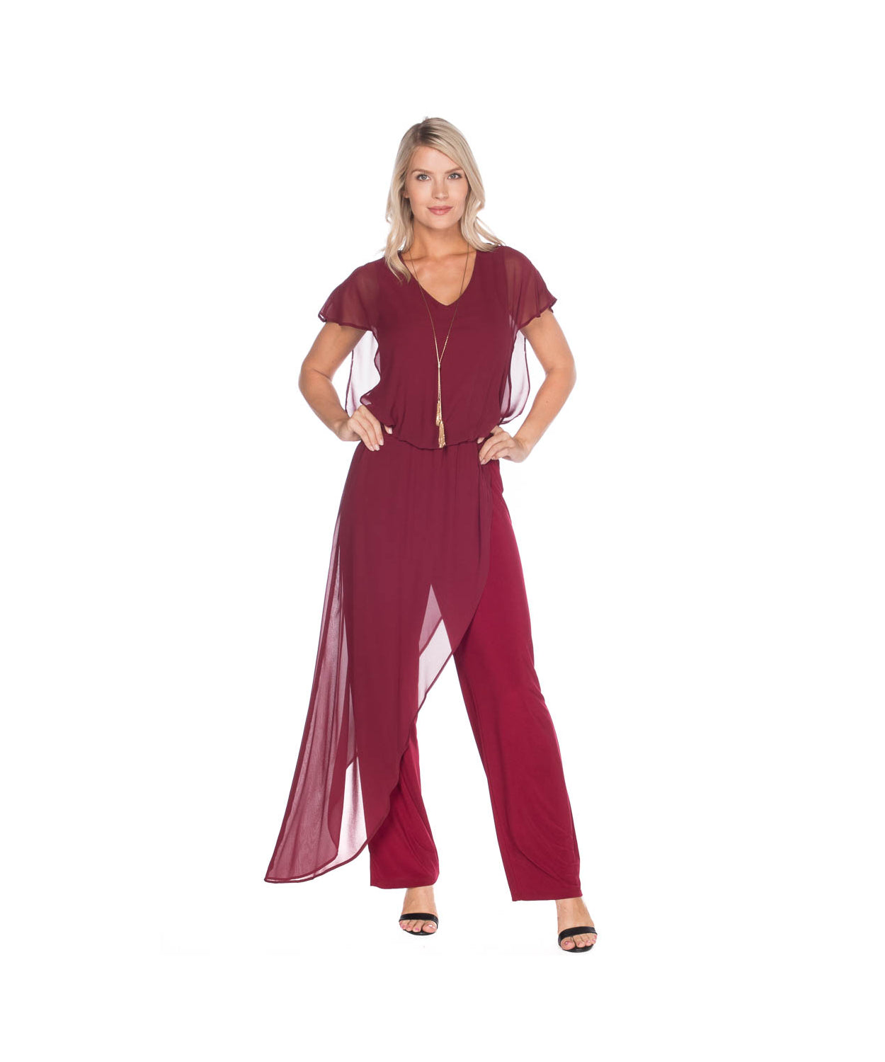 Last Tango Chiffon Overlay Jumpsuit