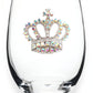 Aurora Borealis Crown Jeweled Stemless Wine Glass