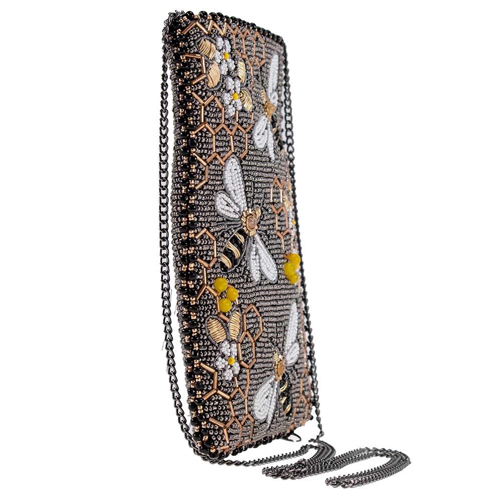 Mary Frances Accessories - Bee Awesome Beaded Bumble Bees Crossbody Phone Bag