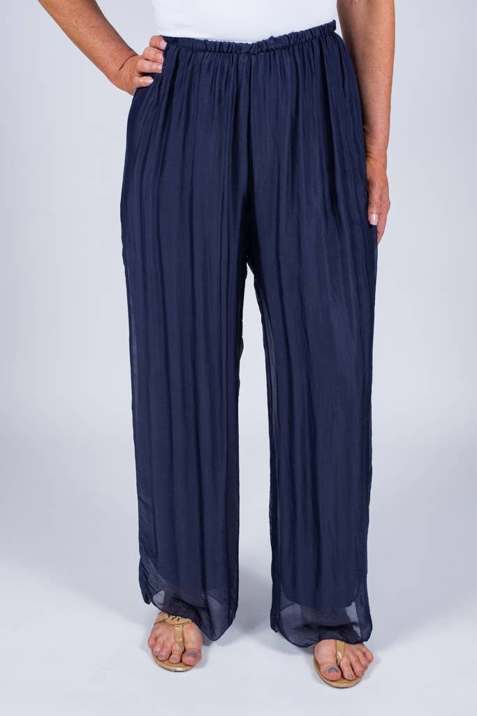 TINA Stephens Italy/Tees By Tina - Roxy Silk Straight Leg Pant (PL212)