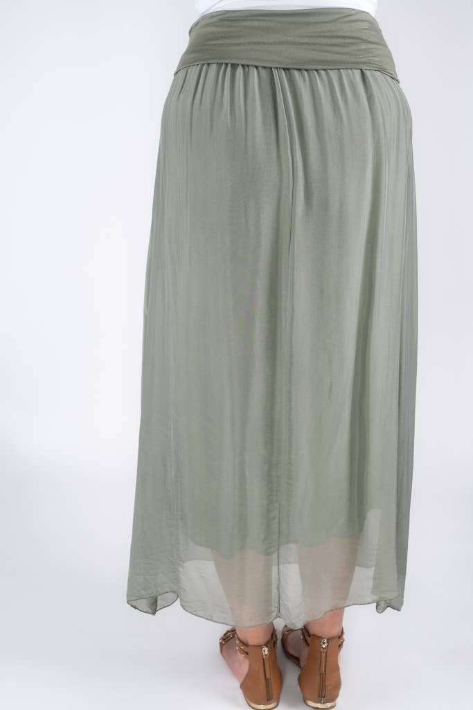 TINA Stephens Italy/Tees By Tina - Brenda Silk Foldover Waist Skirt (SL204)