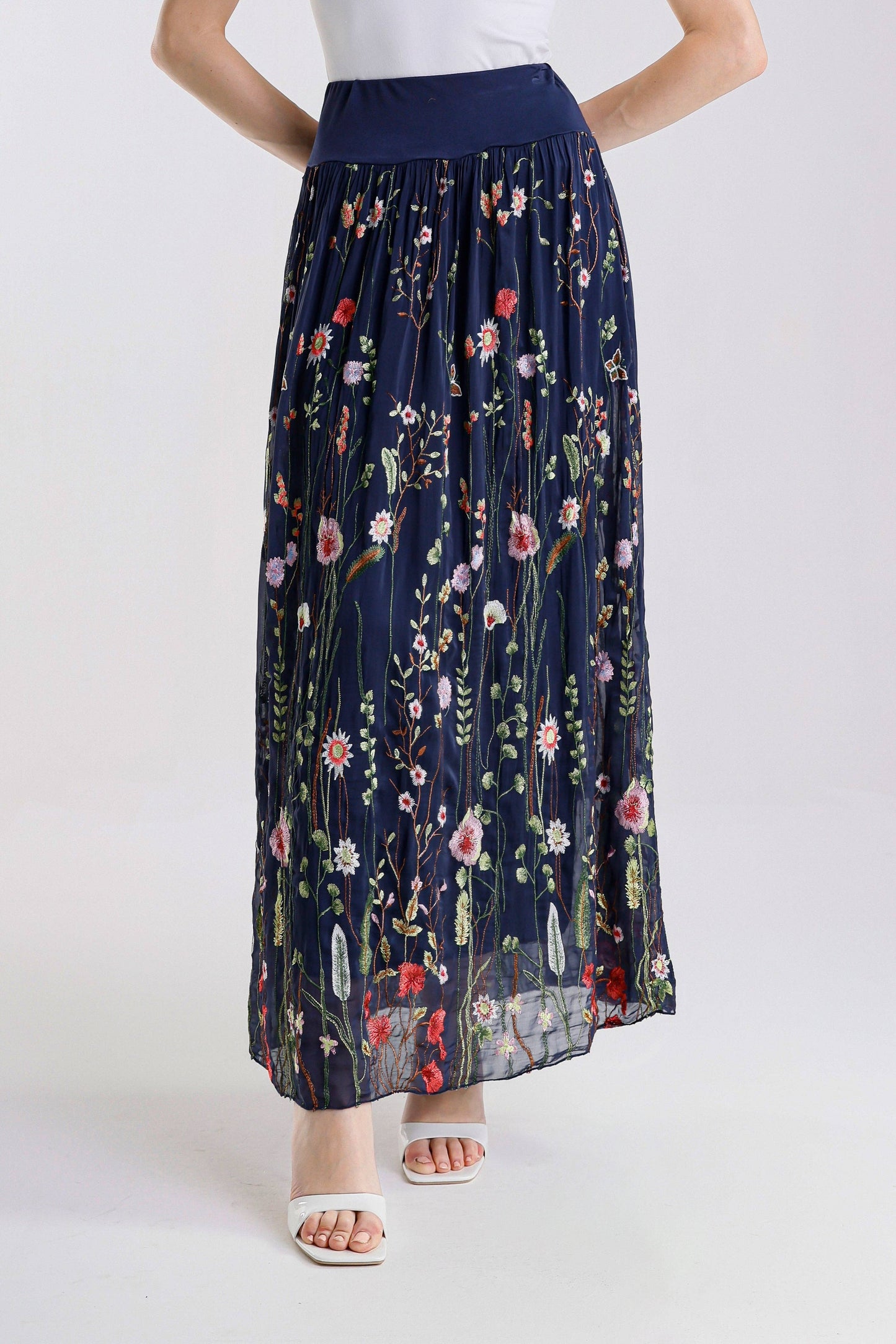 TINA Stephens Italy/Tees By Tina - Sable Garden Silk Skirt (SL202G)