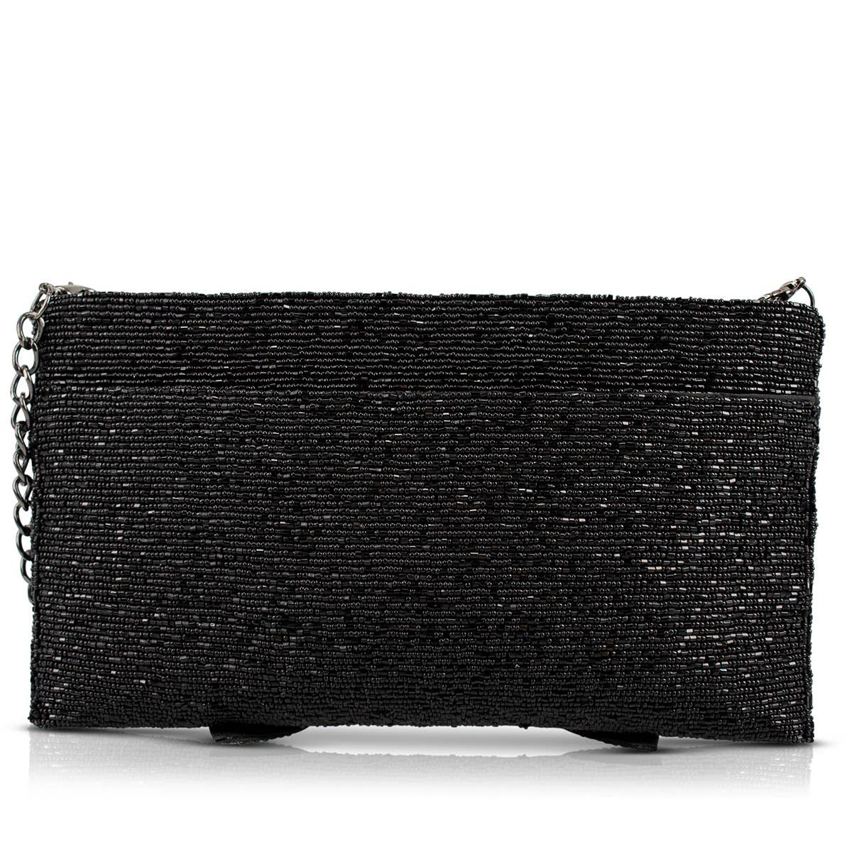 Bow Chic Sparkly Black Clutch