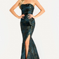 Jovani Strapless Metallic Gown With High Slit