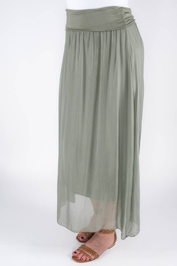 TINA Stephens Italy/Tees By Tina - Brenda Silk Foldover Waist Skirt (SL204)