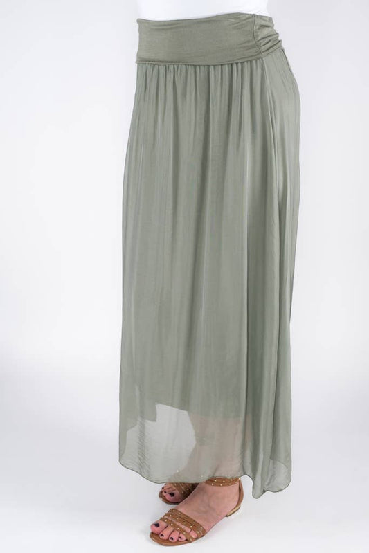 TINA Stephens Italy/Tees By Tina - Brenda Silk Foldover Waist Skirt (SL204)