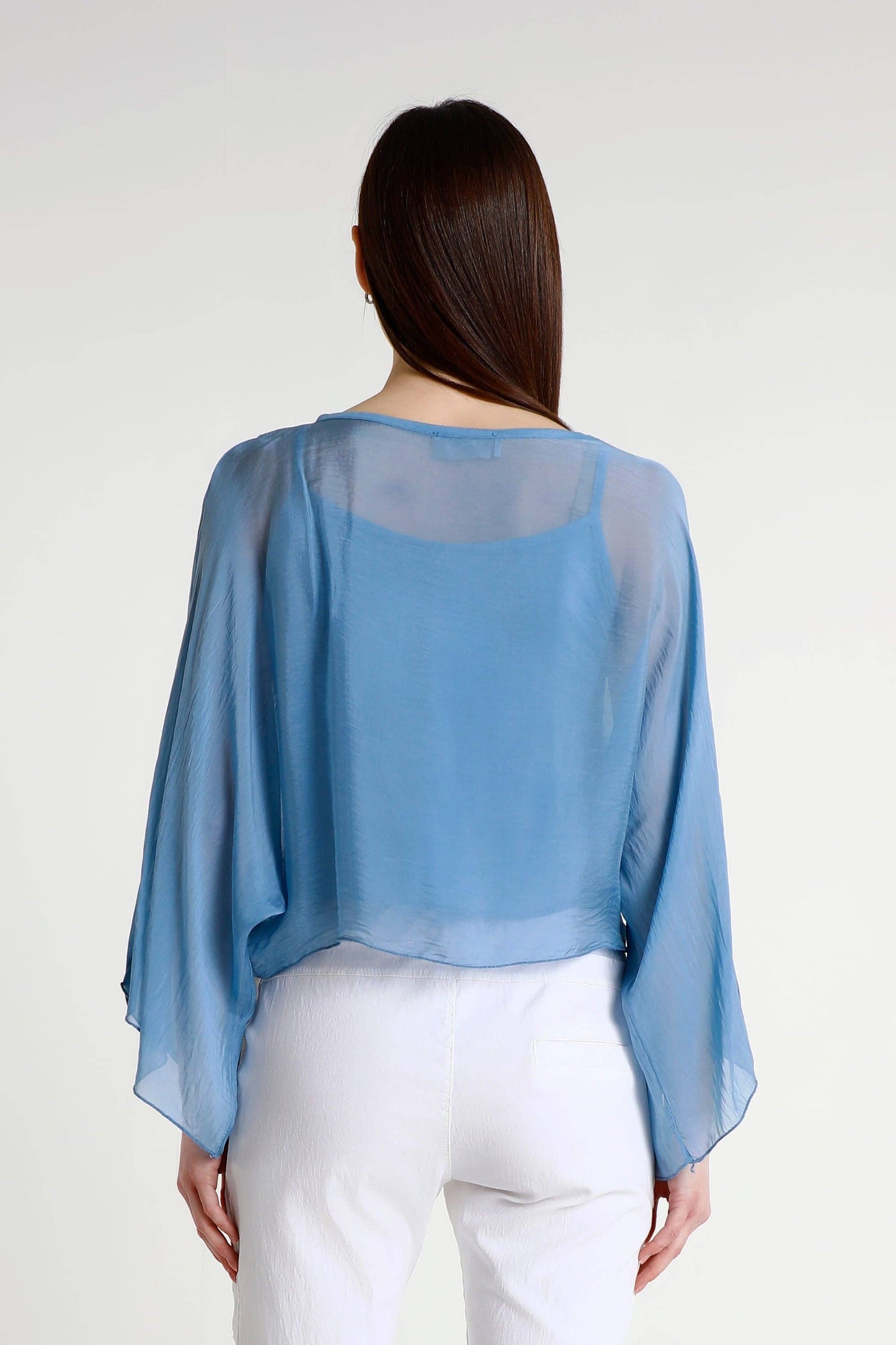TINA Stephens Italy/Tees By Tina - Sofita 3/4 Sleeve Cropped Silk Kaftan (BQ200)