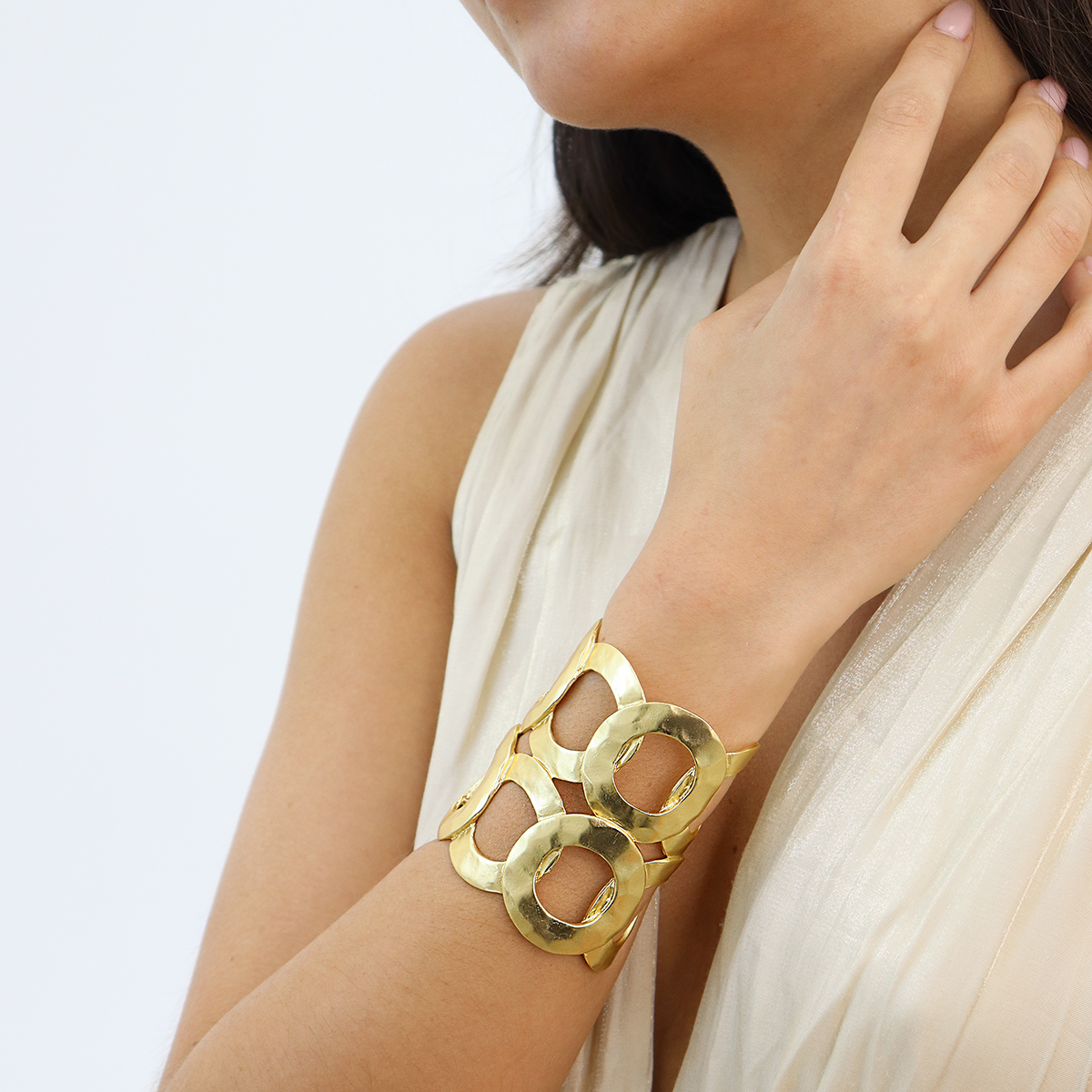KARINE SULTAN - Intertwined Rings Cuff Bracelet - 24K Gold Plated