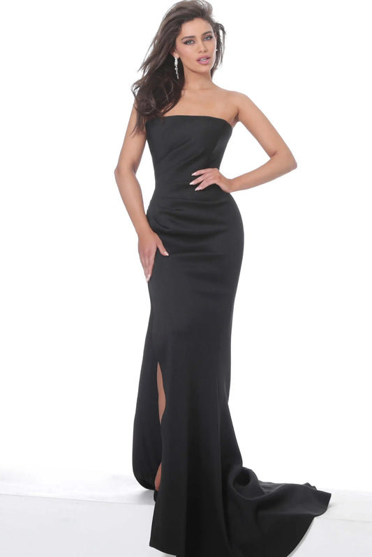 JOVANI Strapless Scuba Evening Gown