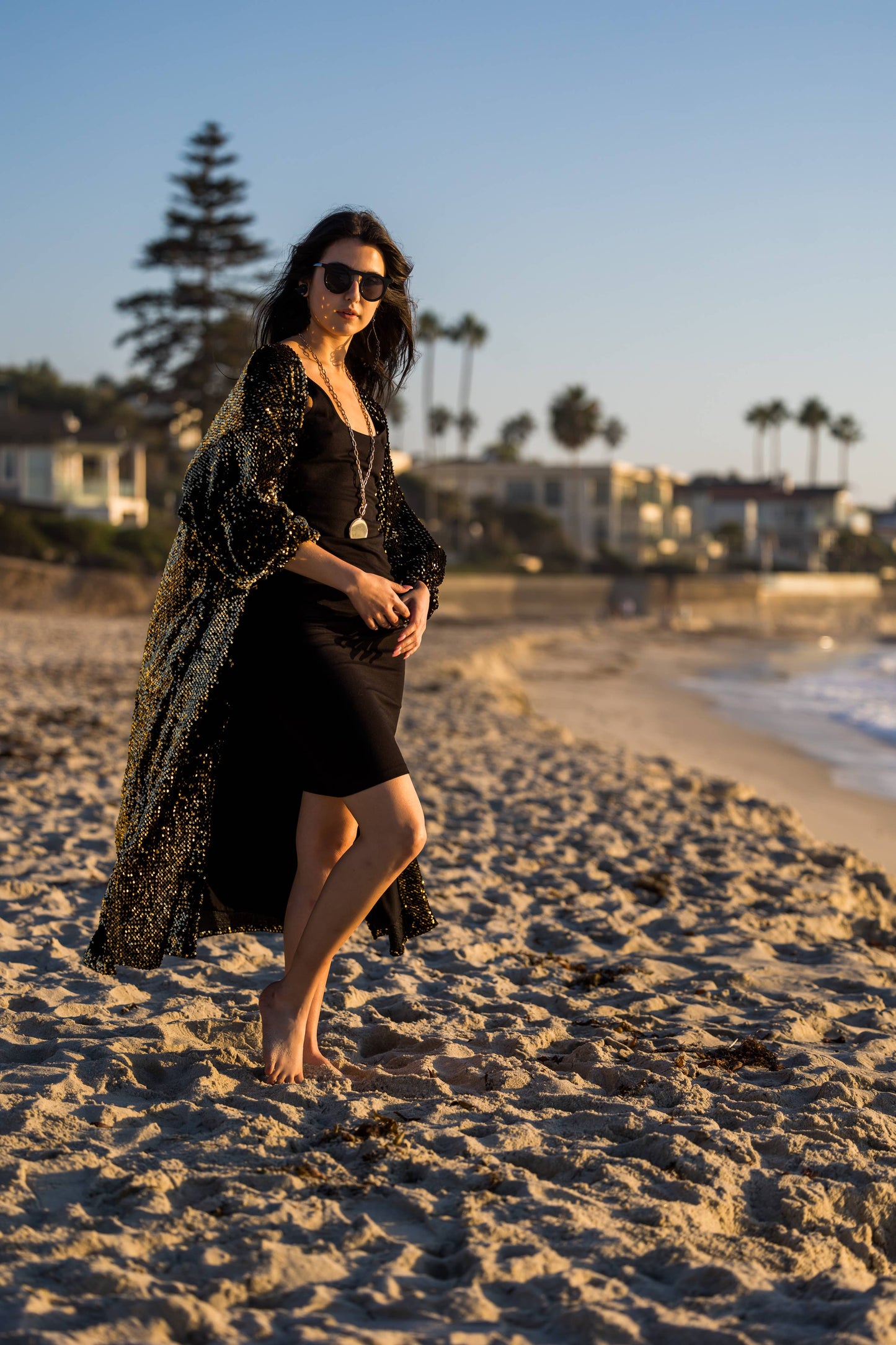 Jennafer Grace Gold Sequin Cocoon Jacket