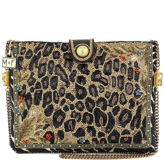 Mary Francis Untamed Beaded Animal Print Crossbody Handbag