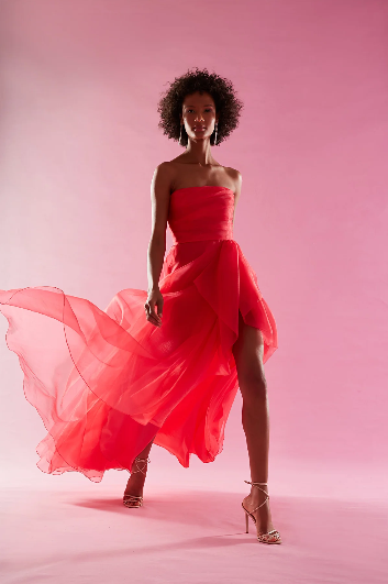 Theia Couture Teresa Strapless Draped Gown