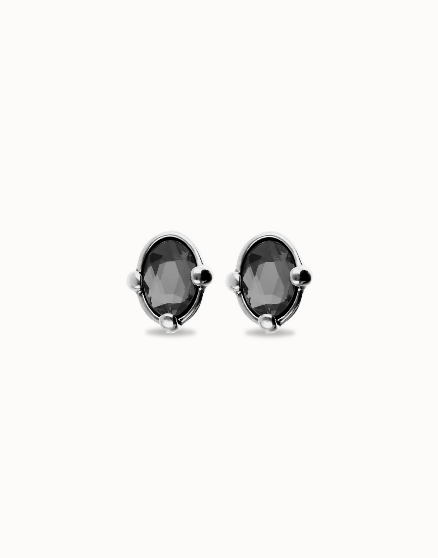 UNO De 50 Studs with black oval faceted crystals