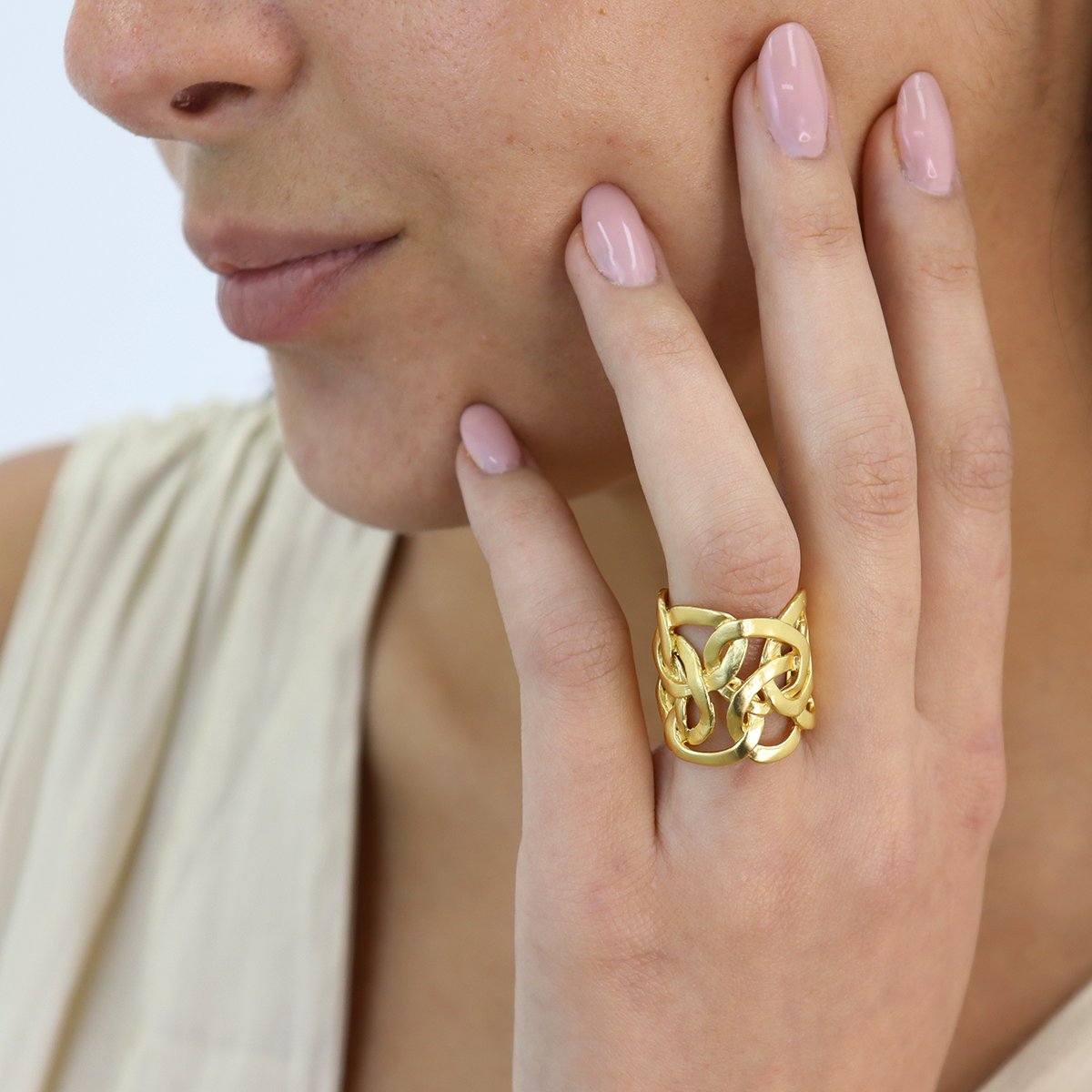 KARINE SULTAN - Stylish Overlap Ring - 24K Gold Plated