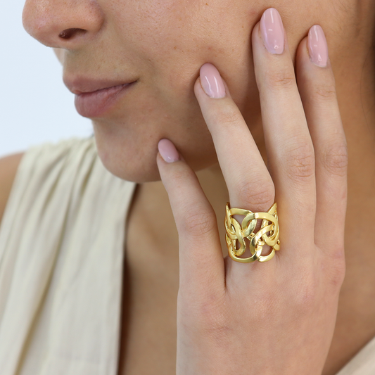 KARINE SULTAN - Stylish Overlap Ring - 24K Gold Plated