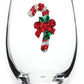 Candy Cane Christmas Holiday Jeweled Stemless Wine Glass
