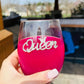 Queen Jeweled Stemless Wine Glass