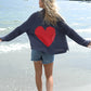 Wooden Ships HEART BACK CHUNKY CARDI COTTON