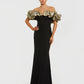 Ieena for Mac Duggal Black Mermaid Gown With Off The Shoulder Ruffle Detail