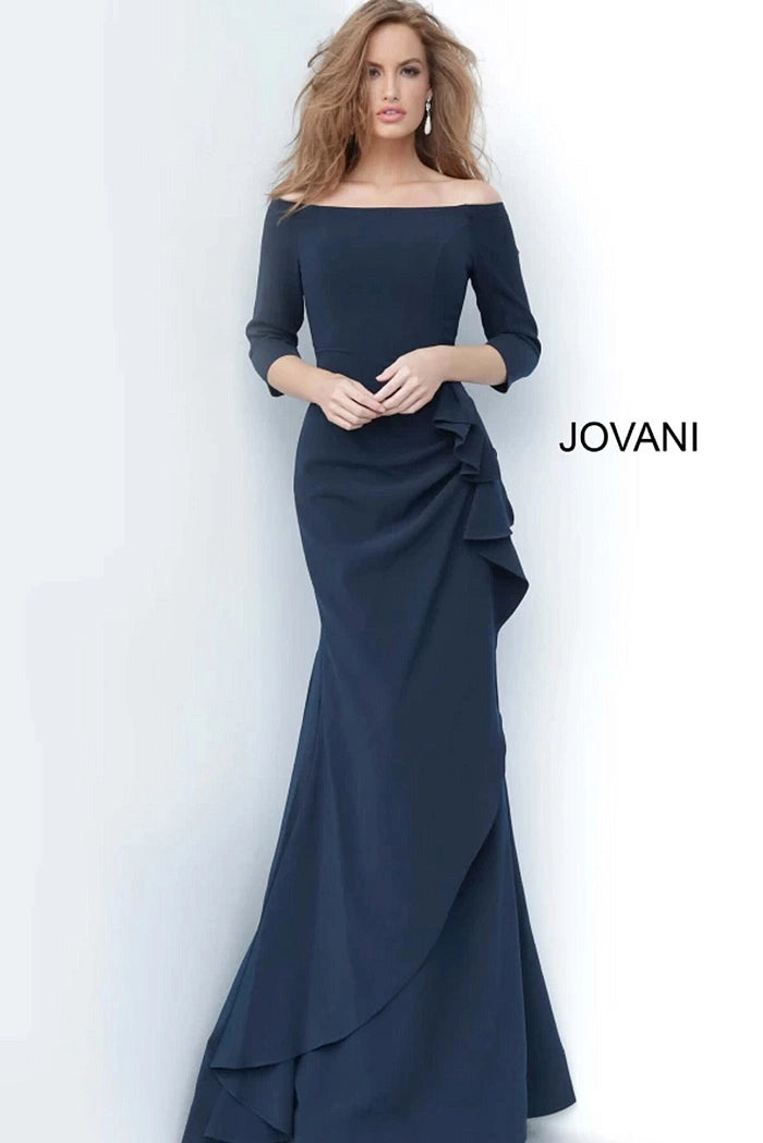 Jovani Sheath Off the Shoulder Evening Dress