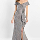 Montage off Shoulder Organza Chiffon Gown with Train