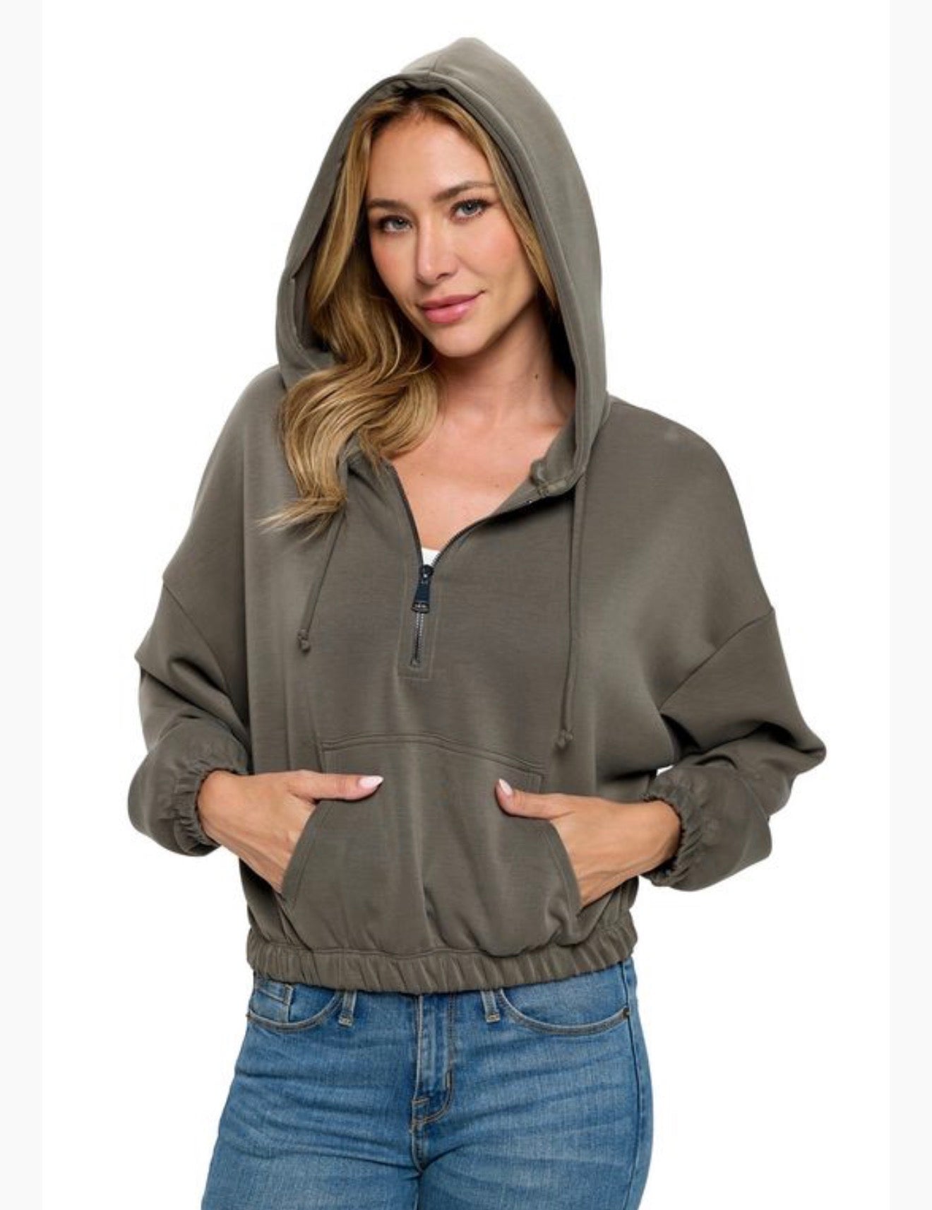 Ariella Cropped Hoodie w Zipper