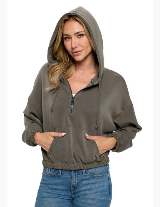 Ariella Cropped Hoodie w Zipper