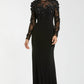 Mac Duggal  Long Sleeve Floral Embellished Column Gown