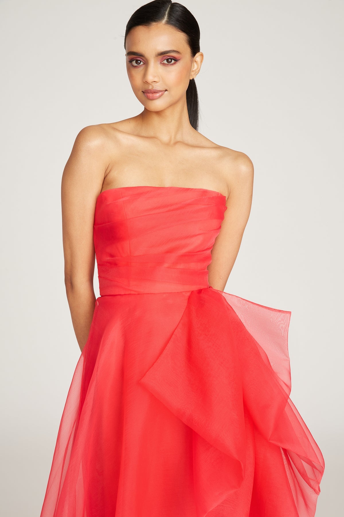 Theia Couture Teresa Strapless Draped Gown